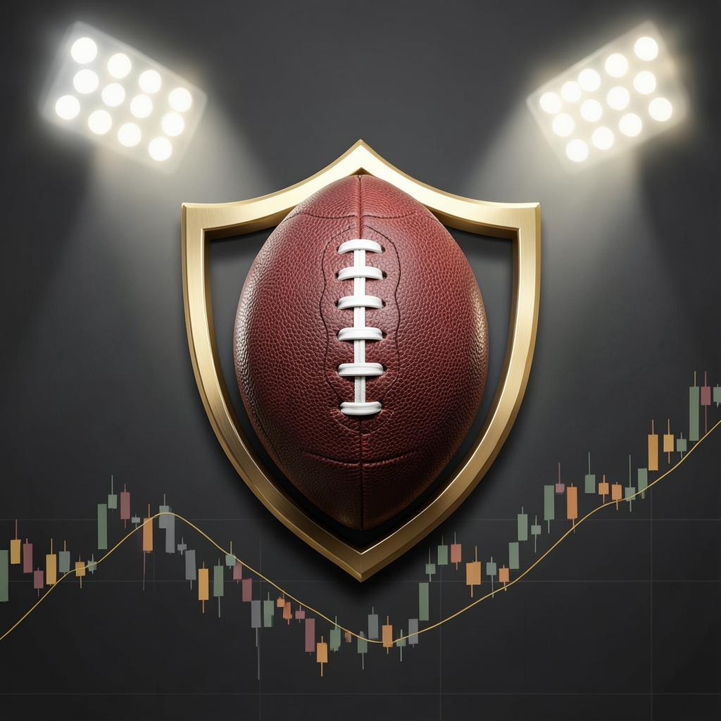 NFL Private Clients Desk emblem — football shield over a trading chart